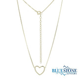 Sterling Silver & 10KYG Plated Heart Outline Necklace - 19"